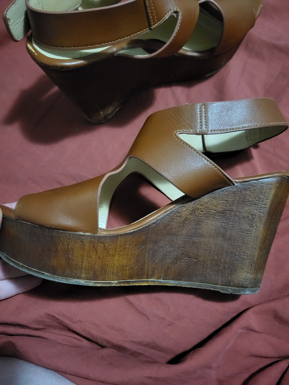 2/$15! Lane Bryant Women's Brown Wedge Sandals